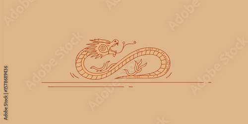 Stylized Chinese Dragon Silhouette mythical creature