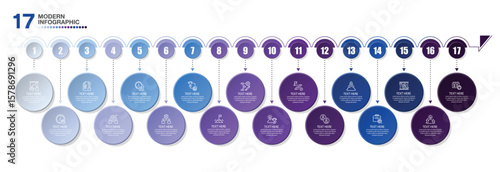 17 Step Infographic. Vector Illustration For Business Financial Report.