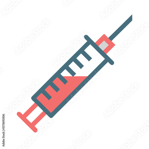 Clean Syringe Illustration Detailed Medical Injection Tool with Sharp Needle and Transparent Barrel Design