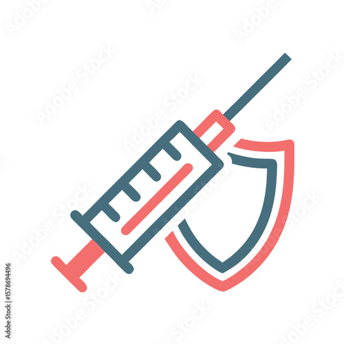 Flat Vaccine Icon Design with Syringe Depicting Vaccination Immunization and Healthcare Concepts for Medical and Public Health Purposes