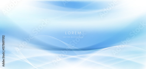 Abstract light white wave lines on blue background. You can use for ad, poster, template, business presentation.