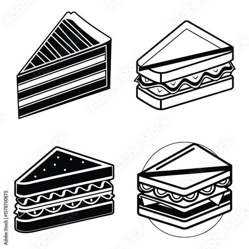 Vector illustration of deli sandwich icon set