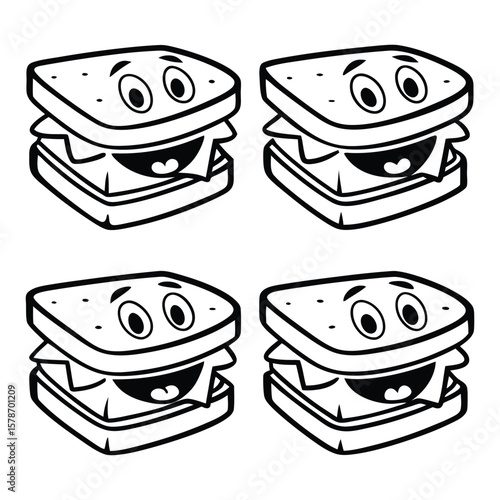 Happy deli sandwich icons bundle