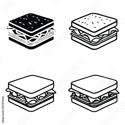 set of deli sandwich icons