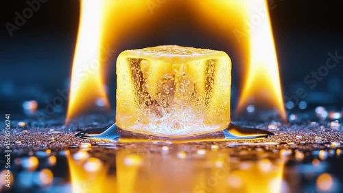 Ice cube on fire