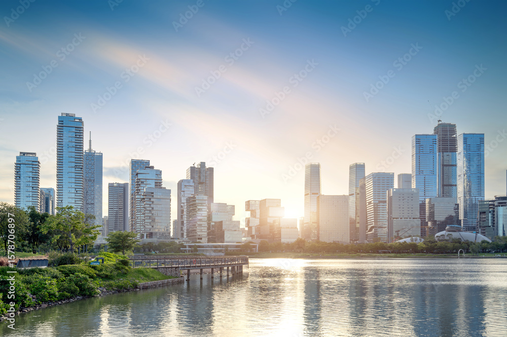 Fototapeta premium City parks and skyscrapers, Shenzhen, China.