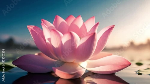 Time lapse of a lotus flower slowly blooming. Beautiful visual showing the growth process and unfolding petals in stunning detail. Perfect for nature, meditation, and tranquility themes
