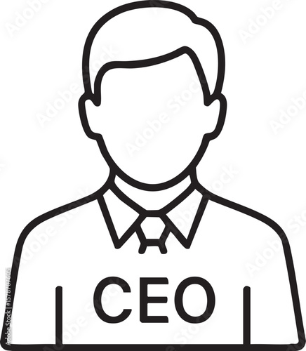 Executive Leadership Icon Clean Line Art of a CEO in a Business Suit, Perfect for Corporate Communications and Website Design.