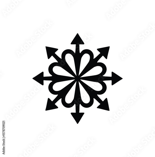 Black abstract starburst with arrow tips symbol