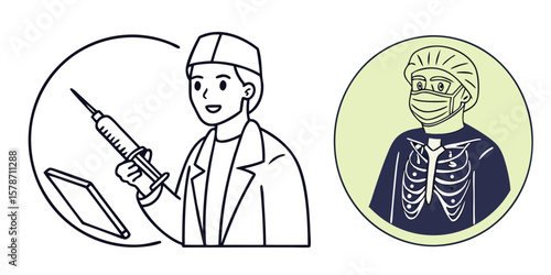 Doctor holding syringe medical professional with x ray