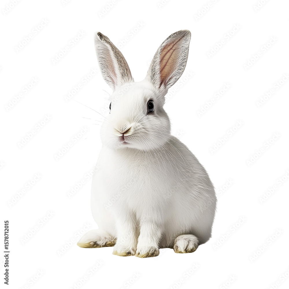 Obraz premium A white rabbit isolated on transparent background
