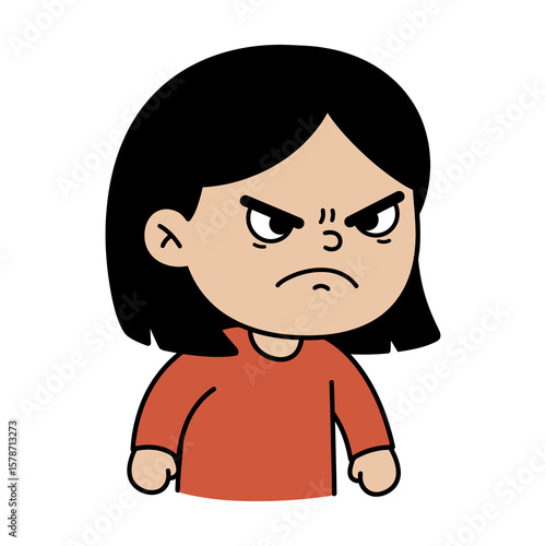 Angry Female Kid Cartoon Graphic