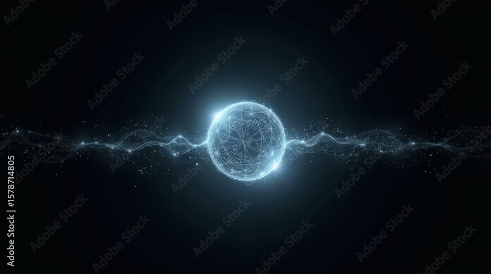 Obraz premium Intertwined data flows — horizontal futuristic visual metaphor for systems and connection.