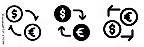 Money Exchange Icon - Outline Vector Line Art