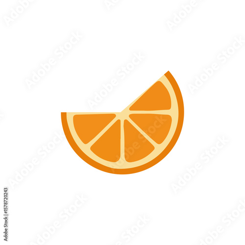 Orange slice graphic design, simple citrus fruit section, vibrant color.