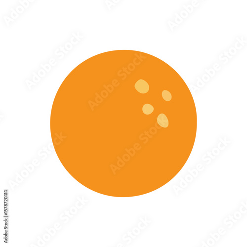 A single, bright orange bowling ball with three finger holes, isolated on a white background.