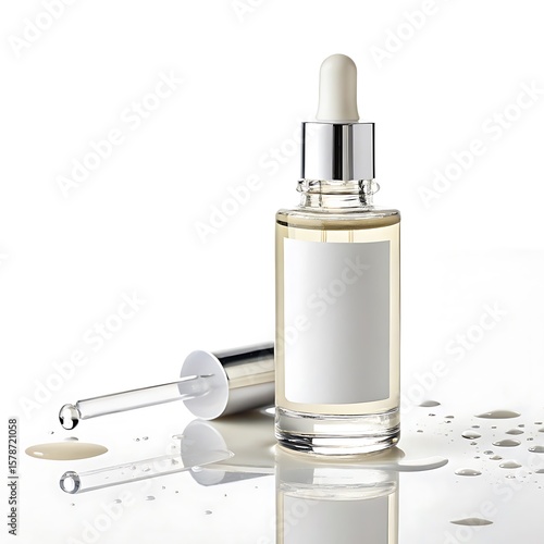 syrum bottle on white background for beauty and fashion uses