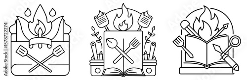 Old Fireside Tools Coloring Book Page - Outline Design