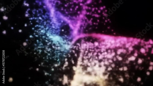 Mesmerizing Abstract Animated Background of Colorful Particle Streams on Black