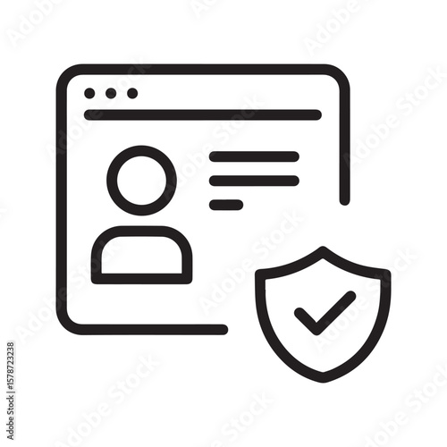 User Privacy Security Icon with Verified Profile Shield