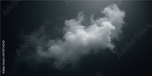 Dramatic Cloud in Dark: A single, fluffy cumulus cloud billows dramatically against a dark backdrop, creating a striking contrast and evoking a sense of mystery. 