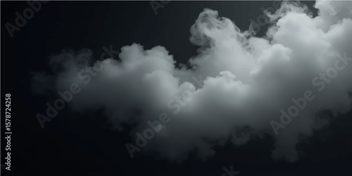 Ephemeral Veil: Captivating abstract image of billowing clouds gracefully illuminated against a darkened backdrop, hinting at the atmospheric elements and enigmatic beauty of nature.