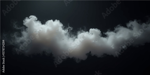 Ethereal cloudscape: A solitary, luminous cloud formation floats gracefully against a deep, inky backdrop, creating an atmosphere of tranquility and wonder.