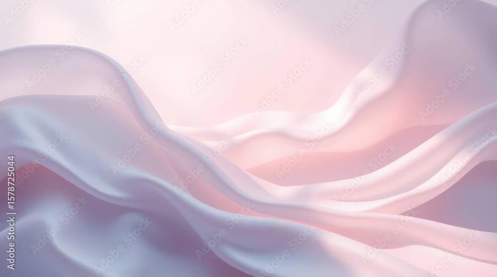 Fototapeta premium Soft pastel-colored abstract fabric waves with smooth flowing motion, elegant and modern background for fashion, technology, or beauty themes