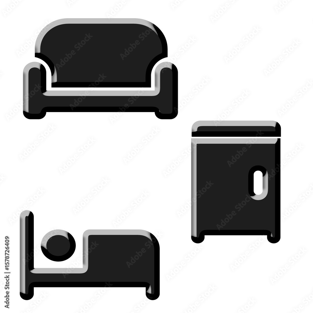 set of black furniture icons
