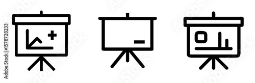 Presentation Board Icon - Outline Vector Line Art