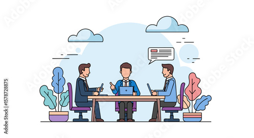 Business Meeting Illustration Vector People Office Teamwork