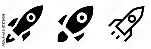 Rocket Icon - Outline Vector Line Art