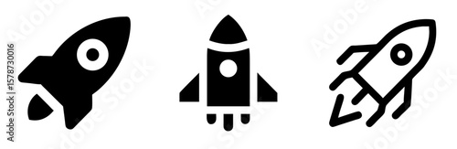 Rocket Icon - Outline Vector Line Art