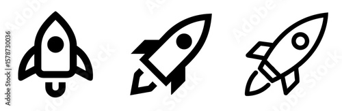 Rocket Icon - Outline Vector Line Art