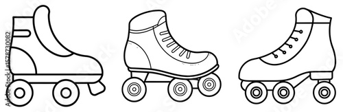 Roller Skate Coloring Book Page - Outline Vector Line Art Design