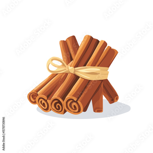 Minimalistic 2D flat icon featuring a cinnamon sticks bunch, clean vector design, simple illustration style, isolated on a white background, modern element in vector and EPS format.