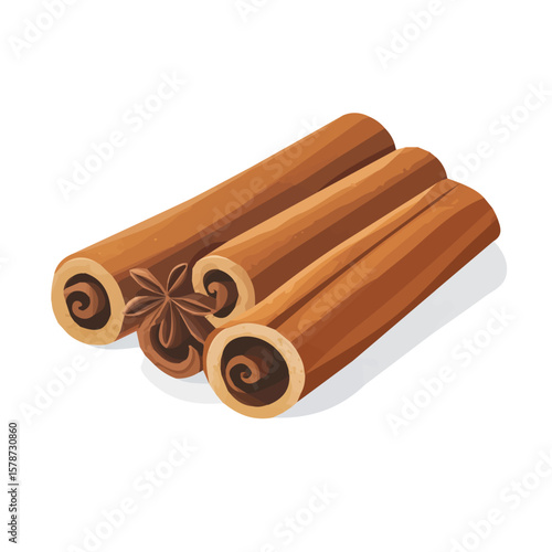 Minimalistic 2D flat icon featuring a cinnamon stick, clean vector design, simple illustration style, isolated on a white background, modern element in vector and EPS format. simple design