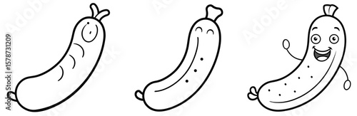 Sausage Clipart Coloring Book Page - Outline Vector Line Art