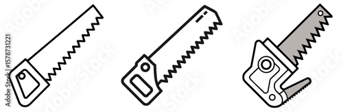 Saw Tool Coloring Book Page - Outline Vector Line Art