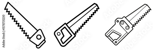 Saw Tool Coloring Book Page - Outline Vector Line Art