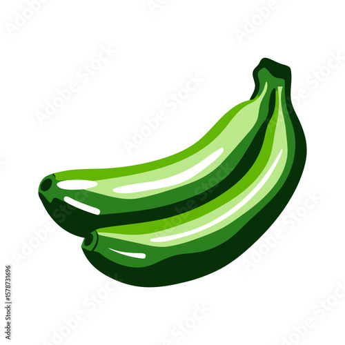 Green banana icon for healhy diet and body support