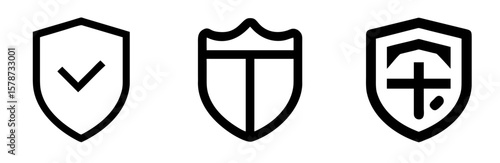 Shield Icon - Outline Vector Line Art