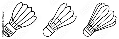 Shuttlecock Coloring Book Page - Outline Vector Line Art