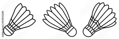 Shuttlecock Coloring Book Page - Outline Vector Line Art