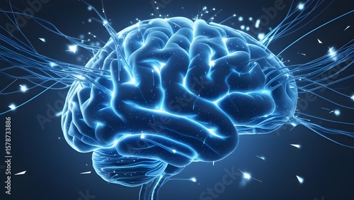 brain image background with technology glow