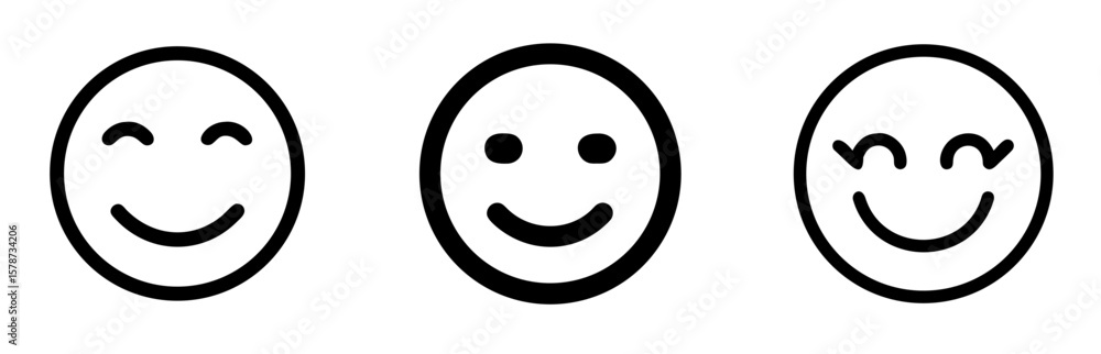 Smile Icon - Outline Vector Line Art Smile Icon - Outline Vector Line Art