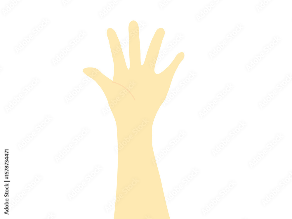 Fototapeta premium hands reaching out. Raised hand with visible palm. 