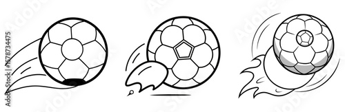 Soccer Ball Bouncing Coloring Book Page - Outline Vector Line Art