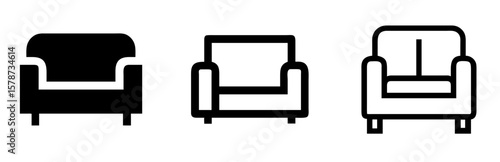 Sofa Icon - Outline Vector Line Art