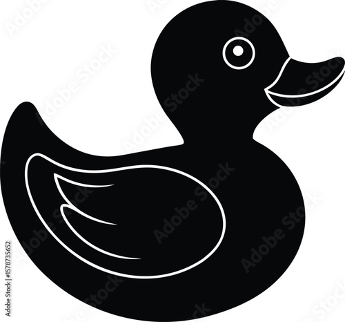 Beautiful Black Rubber Duck Vector Illustration Silhouette
